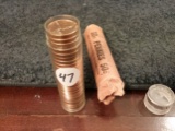 BU Roll of 1963-D Memorial Cents and Bank wrapped roll of 1964-D Cents