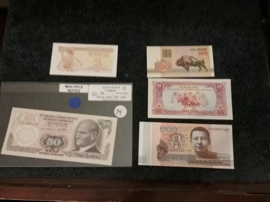 Five foreign notes…all Uncirculated