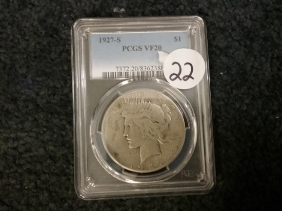 PCGS 1927-S Peace Dollar in VF-20