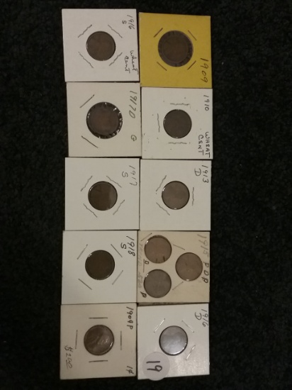 Twelve (12) early date wheat cents