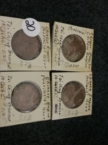 Four early 1900's Chinese coins