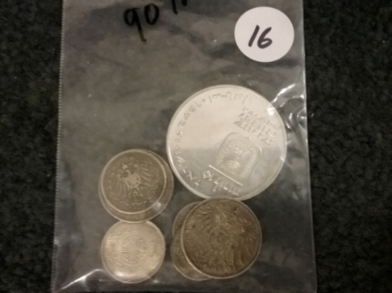 small bag of 90% silver foreign coins…approximately 1.7 ounces