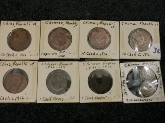 Nine Chinese Cash Coins