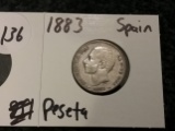 Spain 1883 una peseta