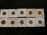 Ten early date wheat cents