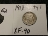 Stampede! 1913 Type 1 Buffalo Cent in Extra-Fine 40 condition