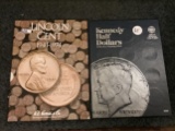Mostly Complete Kennedy Half-Dollar set and a nearly full Penny book