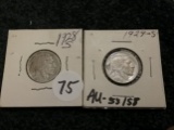 1928-S Buffalo Nickel in Fine and a 1929-S Nickel in AU-55/58