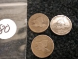 1857, 1858, 1858 Flying Eagle Cents
