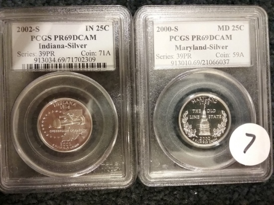 PCGS 2002-S Indiana and 2000-s Maryland Silver