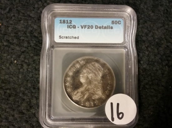 ICG 1812 Capped Bust Half Dollar VF-20 details