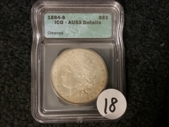 Semi-Key ICG 1884-S Morgan Dollar in AU-53 details