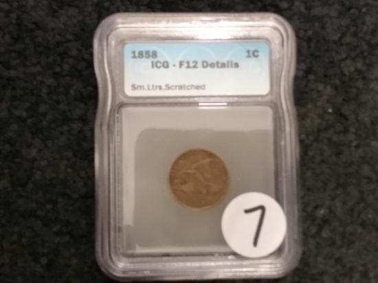 ICG 1858 Flying Eagle cent in Fine 12 Small letters