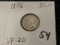 1876 Three cent Nickel in Very Fine 20