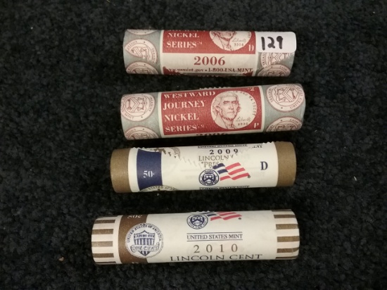 Three Brilliant Uncircullated Mint-Wrapped Jefferson Nickel rolls