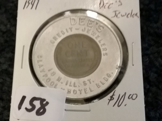 1947 AU BN Wheat cent encased in Dee's Jewelry