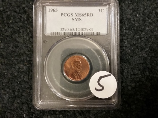 PCGS 1965 Memorial cent in MS-65 SMS
