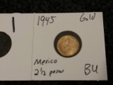 GOLD Mexico 1945 2 1/2 pesos Brilliant Uncirculated