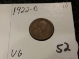 1922-D Wheat cent in Very Good condition