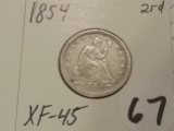 1854 Seated Liberty Quarter in Extra-Fine 45