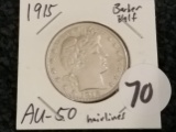 Very nice 1915 Barber Half-Dollar in AU-50+