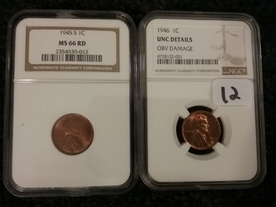 NGC 1945-S Wheat cent in MS-66 RED and …..