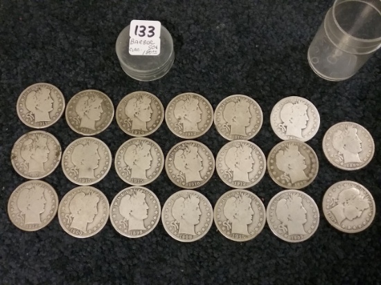 Full Roll (20 coins) Barber Half Dollars