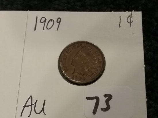 1909 Indian cent in About Uncirculated