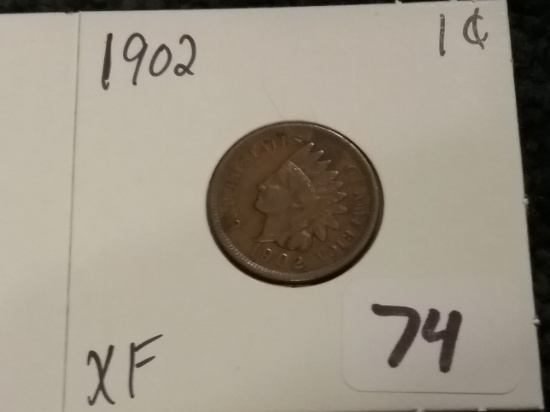 1902 Indian cent in Extra Fine