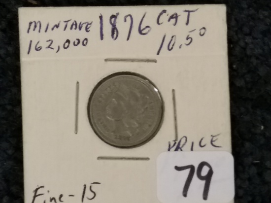 1876 Three cent nickel in Fine-15