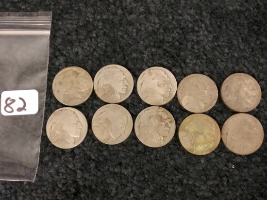 Ten semi-key and Key Date Buffalo Nickels