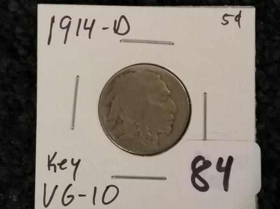 KEY DATE 1914-D Buffalo Nickel in Very Good 10