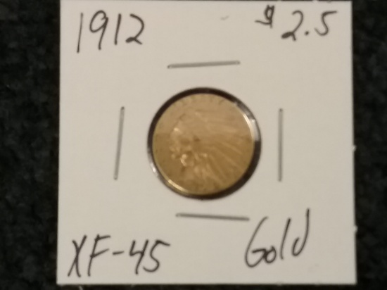 1912 Gold $2.5 Quarter Eagle in XF-45