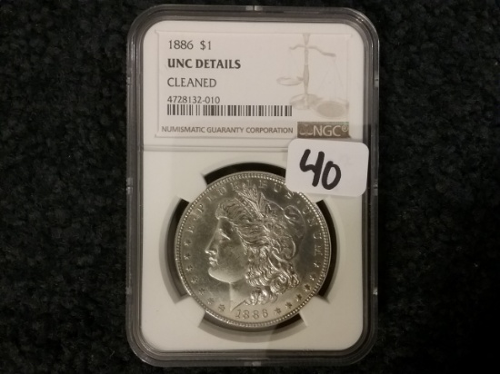 NGC 1886 Morgan Dollar in Uncirculated details