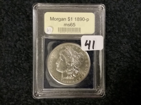 USCG 1890 Morgan Dollar in MS-65