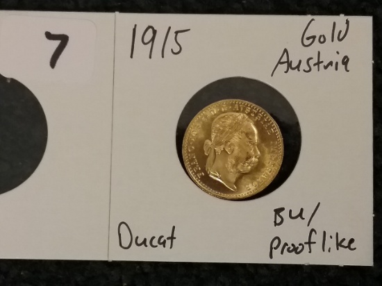 1915 Austrian GOLD ducat BU-Prooflike