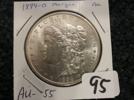 1894-O morgan Dollar in AU-55