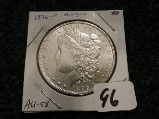 1896 Morgan Dollar in  AU-58