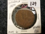 NICE 1934 Australian Penny in About Uncirculated condition