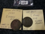 Great Britain 1884 and 1898 half pennies