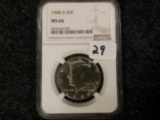 NGC 1988-D Kennedy Half Dollar in MS-66