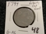 First year Key Date 1794 Large Cent in Good-About Good