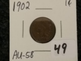 1902 Indian Cent in AU-58