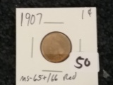 1907 Indian Cent in MS-65+/66 RED