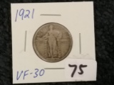 1921 Standing Liberty Quarter in Very Fine 30