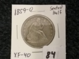 1859-O Seated Liberty Half Dollar in Extra Fine 40