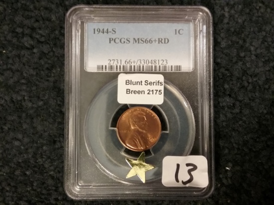 PCGS 1944-S Wheat Cent in MS-66+ RED