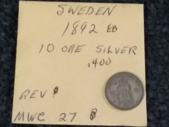 Sweden 1892 SILVER 10 ore looks About Uncirculated