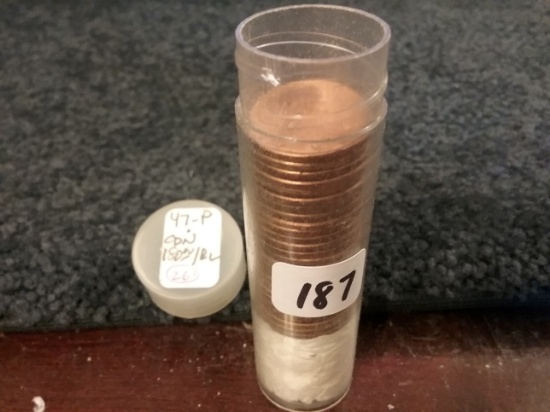 Partial roll…looks like more than half….1947 Wheat cents