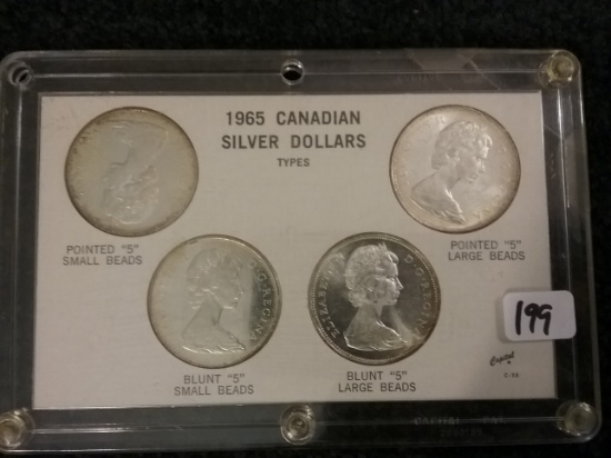 1965 Canadian  4-Coin Silver Dollar Set